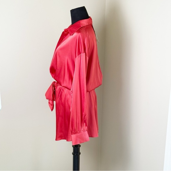 DO+BE Vibrant Red Satin Romper L - Picture 2 of 8